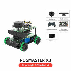 ROSMASTER X3 ROS2 Smart Car Kit – AI Robot with Mecanum Wheels, Lidar, Depth Camera, Voice Control | Compatible with Jetson Nano, Orin NX/Nano SUPER, Raspberry Pi 5