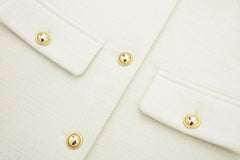 Women Elegant Cropped Jacket Women's Fashion Jacket O-Neck Long Sleeved Flip Pocket Coat Female Casual Outwear Tops