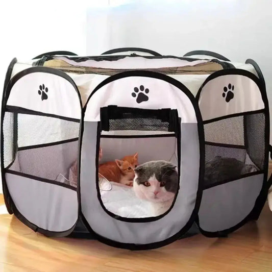 Portable Foldable Pet Tent Kennel – Octagonal Puppy Shelter & Large Dog Cage for Outdoor Use