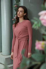 Summer Ribbing Closed-Fit Wrap Top & A-Line Dress High Stretch Matching Set – Chic & Comfortable Women's Outfit