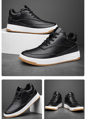 Men's Genuine Leather Height-Increasing Sneakers – Casual White Platform Shoes with 6/8/10CM Lift Insole