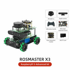 ROSMASTER X3 ROS2 Smart Car Kit – AI Robot with Mecanum Wheels, Lidar, Depth Camera, Voice Control | Compatible with Jetson Nano, Orin NX/Nano SUPER, Raspberry Pi 5