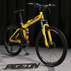 High Carbon Steel Folding Mountain Bike – Shock-Absorbing, Variable Speed Road & Racing Bike for Men, Women & Teenagers