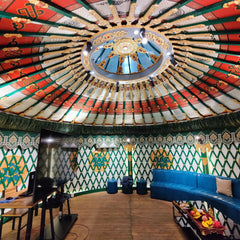 Large Mongolian Yurt Tent – Double Slope Steel & Bamboo Frame, Water-Resistant PVC, Glamping, Farmhouse, Restaurant, BBQ