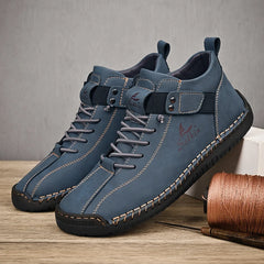 Handmade Leather Men’s Casual Sneakers – Breathable Ankle Boots for Outdoor Style & Comfort