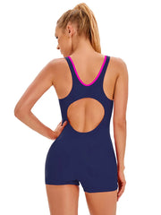 Plus Size One-Piece Sport Swimsuit – Women's Patchwork Professional Surfing Swimwear