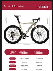 Ruta Aluminum Road Bike – 29" Wheel 12-Speed Mountain Bike | Lightweight Bicicleta de Ciclismo Aro 29 | Carbon Style Frame