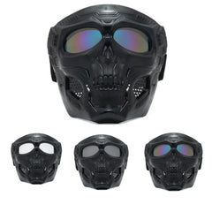 Skull Horror Motorcycle Mask Helmet – Open-Face Off-Road Helmet with Goggles | Cool Sports Riding Skull Mask for Bikers