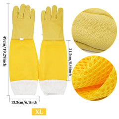 Beekeeper Gloves with Protective Sleeves – Ventilated & Professional Anti-Bee Gloves for Apiculture and Beehive Handling