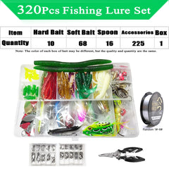 Fishing Lure Kit – Soft & Hard Bait Set | Minnow, Metal Jig, Spoon, Crankbait for Bass & Pike | Tackle Accessories with Box
