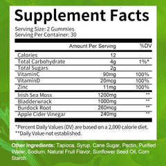 Sea Moss Gummies-Made with Bladderwrack & Burdock Root - Seamoss Supplement for Thyroid, Energy, Immune Support