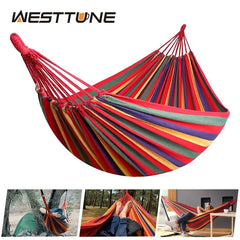 WESTTUNE Outdoor Canvas Hammock | Camping Swing with Tree Ropes | 200kg Load-Bearing for Garden, Patio & Backyard