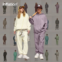 INFLATION 350gsm Thick Velvet Tracksuit – Unisex Solid Color Jogging Suit | 2023 Trendy Matching Fleece Sweatpants & Hoodie Set
