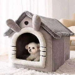 Cartoon House Pet Bed – Arctic Fleece & Plush, Removable & Washable, Ideal for Cats & Small Dogs