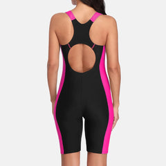 Anfilia One-Piece Women’s Pro Sports Swimwear – Boyleg Knee-Length Sport Swimsuit with Patchwork Design | Bikini Beach Wear & Bathing Suit