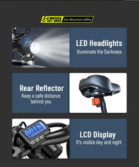 IDOTATA Electric Bicycle 48V 12.8AH Lithium Battery 500W Motor Adult Mountain Electric Bike 21Speed Cycling Bicycle 26INCH Ebike