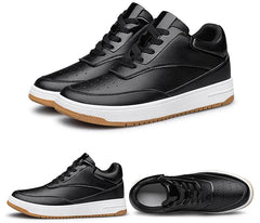 Men's Genuine Leather Height-Increasing Sneakers – Casual White Platform Shoes with 6/8/10CM Lift Insole