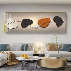 Chinese Style Golden Leaves & Deer Canvas Painting – Feng Shui Mountain Wall Art for Living Room (Unframed)