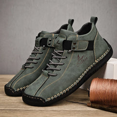Handmade Leather Men’s Casual Sneakers – Breathable Ankle Boots for Outdoor Style & Comfort