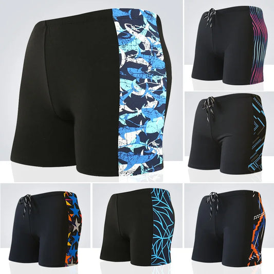 Summer Adult Swimming Trunks – Men's Printed Swim Shorts | Elastic Boxer Swimwear for Beach, Surf & Bathing Suit