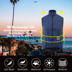 KEMALOCE Cycling Vest Black&Yellow Mens Cycling Gilets Lightweight Windproof Reflective Bike Sports Sleevess Jackets