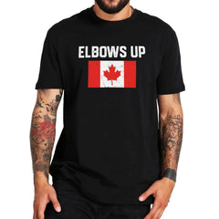 Elbows Up Canada" T-Shirt – Retro Canada Not the 51st State, Proud Canadian Gift, 100% Cotton Unisex Tee