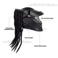 Iron Blood Warrior Predator Motorcycle Helmet – Personalized Full-Face Braid Helmet for Electric Motorbike | Casco de Moto