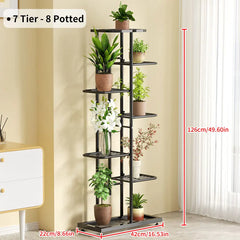 Iron Plant Holder & Flower Stand Rack - Home Garden Storage Shelf for Pots & Decor