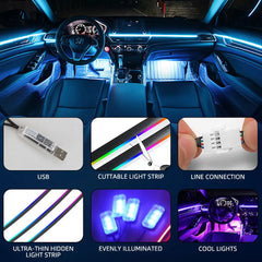 110/140cm Car Ambient LED Lights – RGB Symphony Atmosphere Lamp for Tesla Model 3/Y/S/X with USB APP & Remote