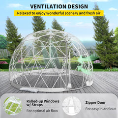 Garden Dome Igloo Tent 9.5 ft x 5.8 ft – Upgraded Transparent Greenhouse Dome with TPU Cover & Polyester Mesh for Outdoor Use