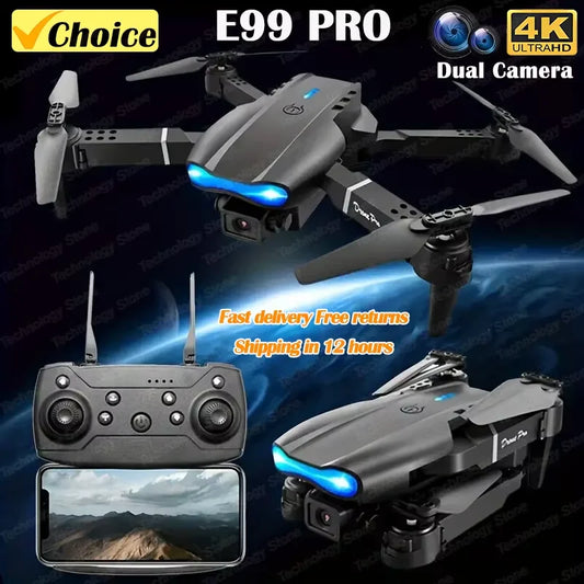 E99 Pro Drone Quadcopter with 6K HD Camera – Remote Control UAV with Altitude Hold, Foldable Design, and 4-Axis Stability for Aerial Photography