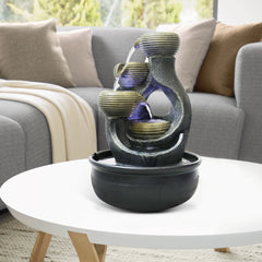 15.7" Relaxation Indoor Tabletop Waterfall Fountain with LED Light - Portable Decoration for Living Room, Home, Office & Bedroom