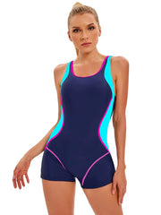 Plus Size One-Piece Sport Swimsuit – Women's Patchwork Professional Surfing Swimwear