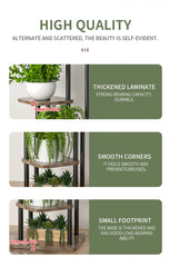 Iron Plant Holder & Flower Stand Rack - Home Garden Storage Shelf for Pots & Decor