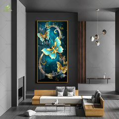 Modern Floral Wall Art – Unique Edge Frame Set Painting for Living Room & Bedroom Decoration