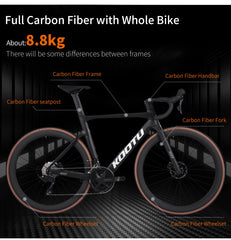 KOOTU Full Carbon Fiber Road Bike – Ultra-Light Pure Oil Disc Brake Bicycle with SHIMANO R7120 24-Speed Components | Performance Cycling for Adults