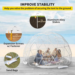 Garden Dome Igloo Tent 9.5 ft x 5.8 ft – Upgraded Transparent Greenhouse Dome with TPU Cover & Polyester Mesh for Outdoor Use