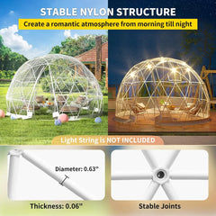 Garden Dome Igloo Tent 9.5 ft x 5.8 ft – Upgraded Transparent Greenhouse Dome with TPU Cover & Polyester Mesh for Outdoor Use