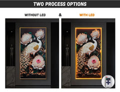 High-End Porcelain Art – Sparkling Crystal Accent Painting with Butterfly Hanging & LED Lights