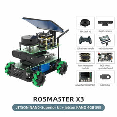 ROSMASTER X3 ROS2 Smart Car Kit – AI Robot with Mecanum Wheels, Lidar, Depth Camera, Voice Control | Compatible with Jetson Nano, Orin NX/Nano SUPER, Raspberry Pi 5