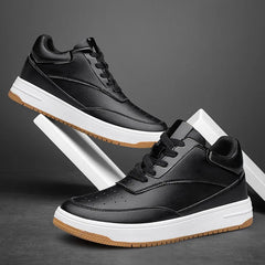 Men's Genuine Leather Height-Increasing Sneakers – Casual White Platform Shoes with 6/8/10CM Lift Insole