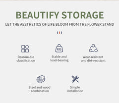 Iron Plant Holder & Flower Stand Rack - Home Garden Storage Shelf for Pots & Decor