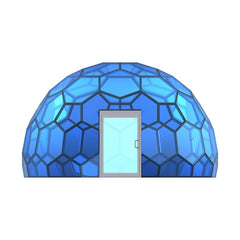 Ford Blue Hexagonal Glass Dome Tent – Luxury Geodesic Igloo House with Aluminum Frame for Outdoor Resort & Camping