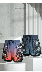 Double-Layer Swim Trunks for Men – Boxer Shorts with Anti-Embarrassment Lining | Professional Beach Pants & Adult Swim Gear
