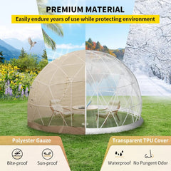 Garden Dome Igloo Tent 9.5 ft x 5.8 ft – Upgraded Transparent Greenhouse Dome with TPU Cover & Polyester Mesh for Outdoor Use