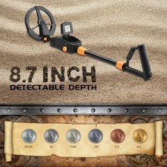 7.4 Inch Waterproof Kid Metal Detector Gold Detector Lightweight Search Coil (24"-35") Adjustable Metal Detector for Junior