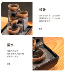 Lucky Automatic Water Flow Ornament - Circulating Water Coffee Table Desktop Decor for Office & Living Room