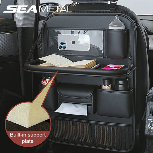 SEAMETAL Car Backseat Organizer – Multi-Pocket Storage Bag with Foldable Tablet Tray & Large Capacity