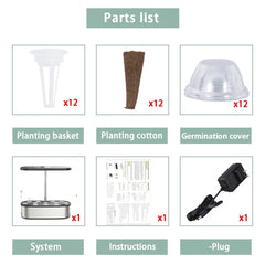 Indoor 12 Pods Hydroponics Growing System Kits Smart Full Spectrum LED Grow Lights Hydroponic Herbs Planting Garden Tool Pots