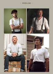 Red Tornado Short Sleeve Henley T-Shirt Heavyweight Cotton Men Every Day Tee Amekaji